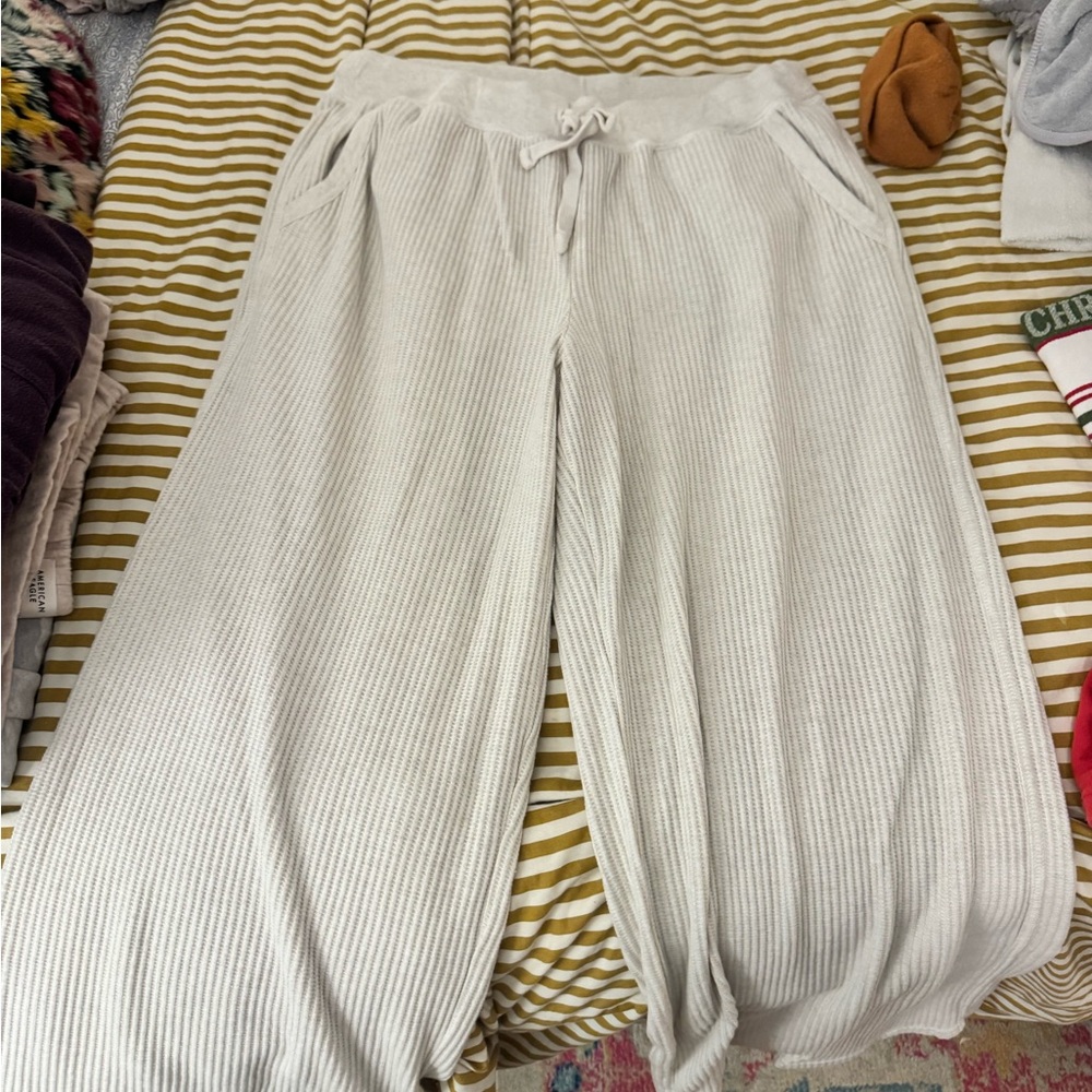 aerie Waffle-Knit Lounge Pants - Cream
